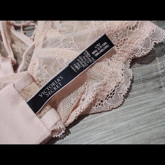 Victoria Secret Bralette Large Peach Pink High Neck Lace Halter - Picture 4 of 6